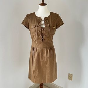 Tory Burch NWT Farla Lace Up Utility Safari Dress Sz 4